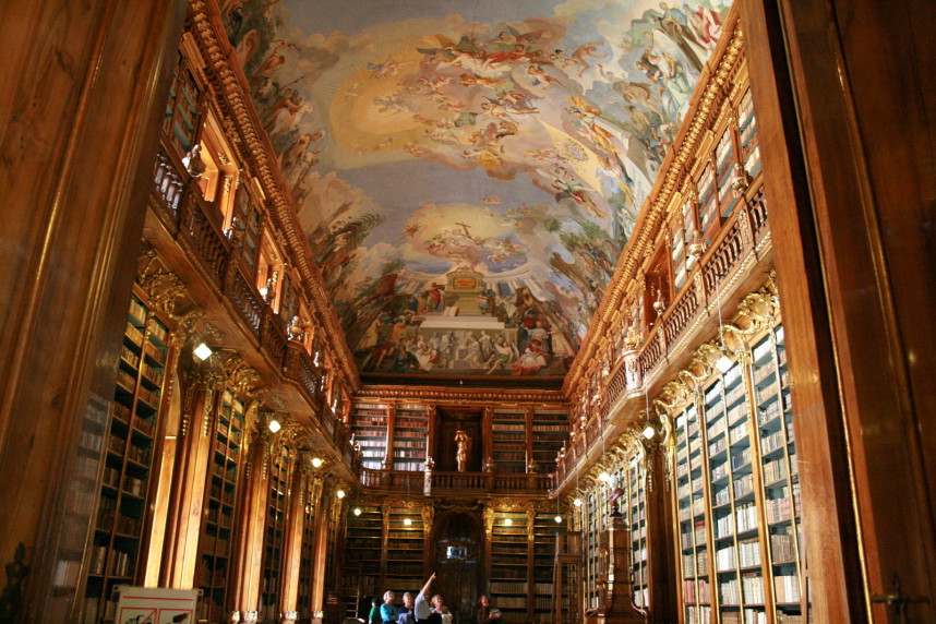 The ceiling’s frescoes