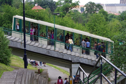 The funicular railway in Prague